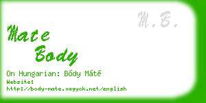 mate body business card